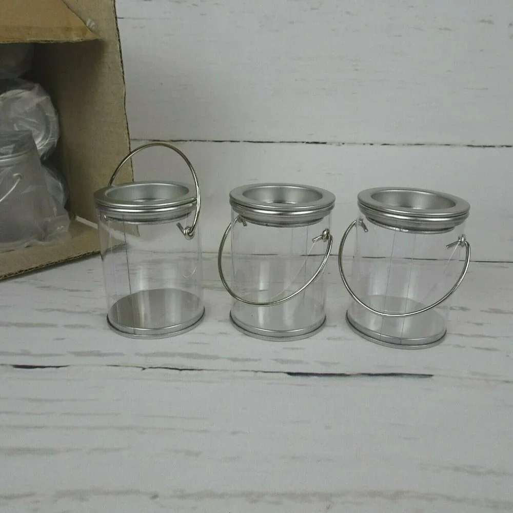 Clearance💎5/$25 Lot 12 Clear Candy Pails W/ Metal Lid Party Supplies New
